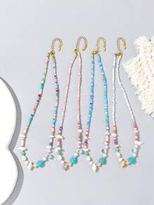 1件女士时尚串珠项链，适合日常佩戴 - 多色 - 查看 1