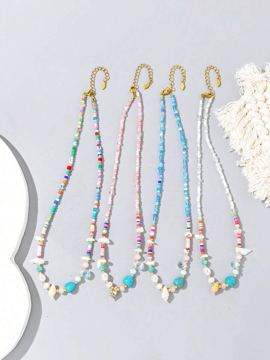 1件女士时尚串珠项链，适合日常佩戴 - 多色 - 查看 1