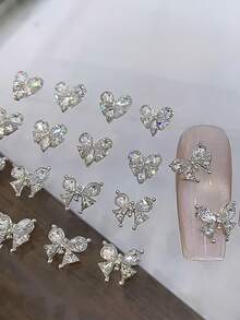 Bộ 10 viên đá Zirconia hình bướm trang trí móng tay, đá Zirconia hình trái tim màu bạc trắng lấp lánh, phụ kiện trang trí móng tay mùa đông, đồ dùng làm móng, đá trang trí móng tay. - Nhiều màu - Xem 4