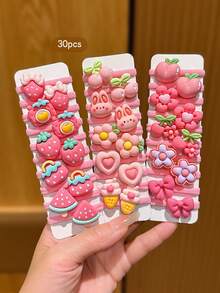 30pcs Assorted Cute Cartoon Style Hair Ties, Suitable For Everyday Use ,Ponytail Holders ,Hair Elastics ,Hair Rubber Bands ,Hair Rope Head Accessories Beauty Home Hair Accessories Scrunchies - Multicolor - View 3