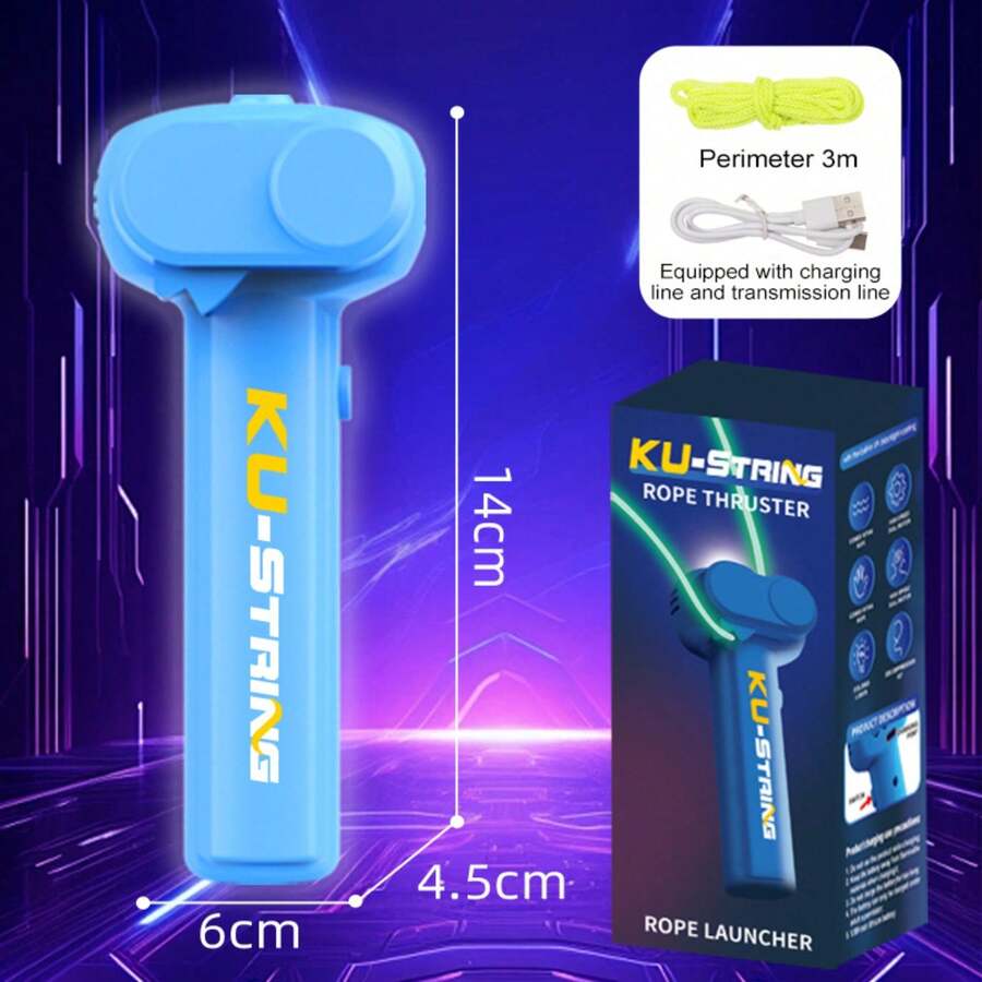 Electric Glow KU-STRING Rope Launcher - 3M Luminous Creative Propeller Toy Christmas Gift - 藍色-1 - 查看 1