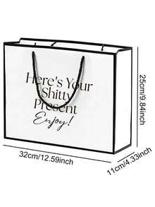 1pc Funny Paper Gift Bag, Lightweight Foldable Shopping Tote With Ribbon, Humorous Birthday, Wedding, And Anniversary Gift Bag - Multicolor - View 2