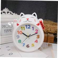 2 Piezas De Reloj Despertador con Forma De Gato De Dibujos Animados Lindo Reloj De Escritorio Reloj De Mesa Nmeros Grandes Y Mano De Obra Exquisita - Blanco - Ver 5