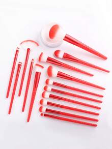 Bộ 15 cọ trang điểm chuyên nghiệp mềm mại, dạng ống dài, bao gồm cọ chải mi, cọ tán phấn mắt, cọ kẻ lông mày, cọ pha màu, cọ môi, cọ highlight, cọ che khuyết điểm, cọ trang điểm dạng phấn phủ và kem nền, thích hợp sử dụng hàng ngày và khi đi du lịch, phụ kiện trang điểm làm quà tặng cho bạn bè, bộ cọ trang điểm, bộ dụng cụ trang điểm. - Đỏ - Xem 2