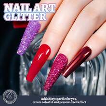 80克/2.85盎司全息超细闪粉，1/128英寸树脂亮片，适用于水杯、树脂工艺品、史莱姆、美甲、节日装饰、圣诞饰品等。 - 玫紅色 - 查看 3