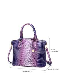 Luxurious Crocodile Pattern Cross-Body Top-Handle Bag - High-End Fashion Handbag For Women's Work And Daily Use - Premium Quality, Stylish Design, Multiple Pockets, Adjustable Strap - Colorful Purple - View 11