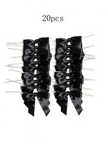 10 Stücke/20 Stücke schwarze Schleifen Dekorationen, geeignet für Feiertags-Dekoration, Hochzeitsdekoration, Valentinstag, Muttertag, Abschluss, Geschenke und Süßigkeiten-Verpackung - Schwarz - Übersicht 12