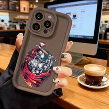 Funda de Teléfono Caballero Guerrero con Diseño de Capa Roja para iPhone 14 Pro Max 13 12 11 Plus  Galaxy S23 S22 S21 S20 Ultra Note 20 Funda de Teléfono para Parejas Regalo para Novio Novia Presente de Vacaciones - Café integral - Ver 2