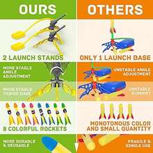 YEEBAY Rocket Air Launch - Juguete para niños de 3, 4, 5, 6, 7, 8 años en adelante, niñas, paquete de 2 lanzadores de pisoteo y 8 cohetes de espuma coloridos, divertido juego al aire libre, regalo ideal de cumpleaños de Navidad - / - Ver 4