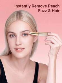 1pc Women's Eyebrow & Facial Hair Remover, 2-In-1 Eyebrow Trimmer And Painless Shaver, Rechargeable With Built-In LED Light, For Facial, Eyebrow, Lip, Body, Chin And Arm Hair Grooming - Multicolor - View 5