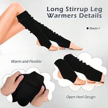 Long Leg Warmers Women 24 Inch Over Knee Knit Ribbed Leg Warmer Stirrup Yoga 80s Party Dance Ballet Supply - Một cỡ + Đen + 1 - Xem 2