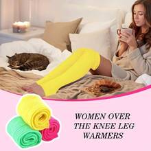 Long Leg Warmers Women 24 Inch Over Knee Knit Ribbed Leg Warmer Stirrup Yoga 80s Party Dance Ballet Supply - 均碼 + 黃色,綠色,玫瑰紅 + 3 - 查看 4