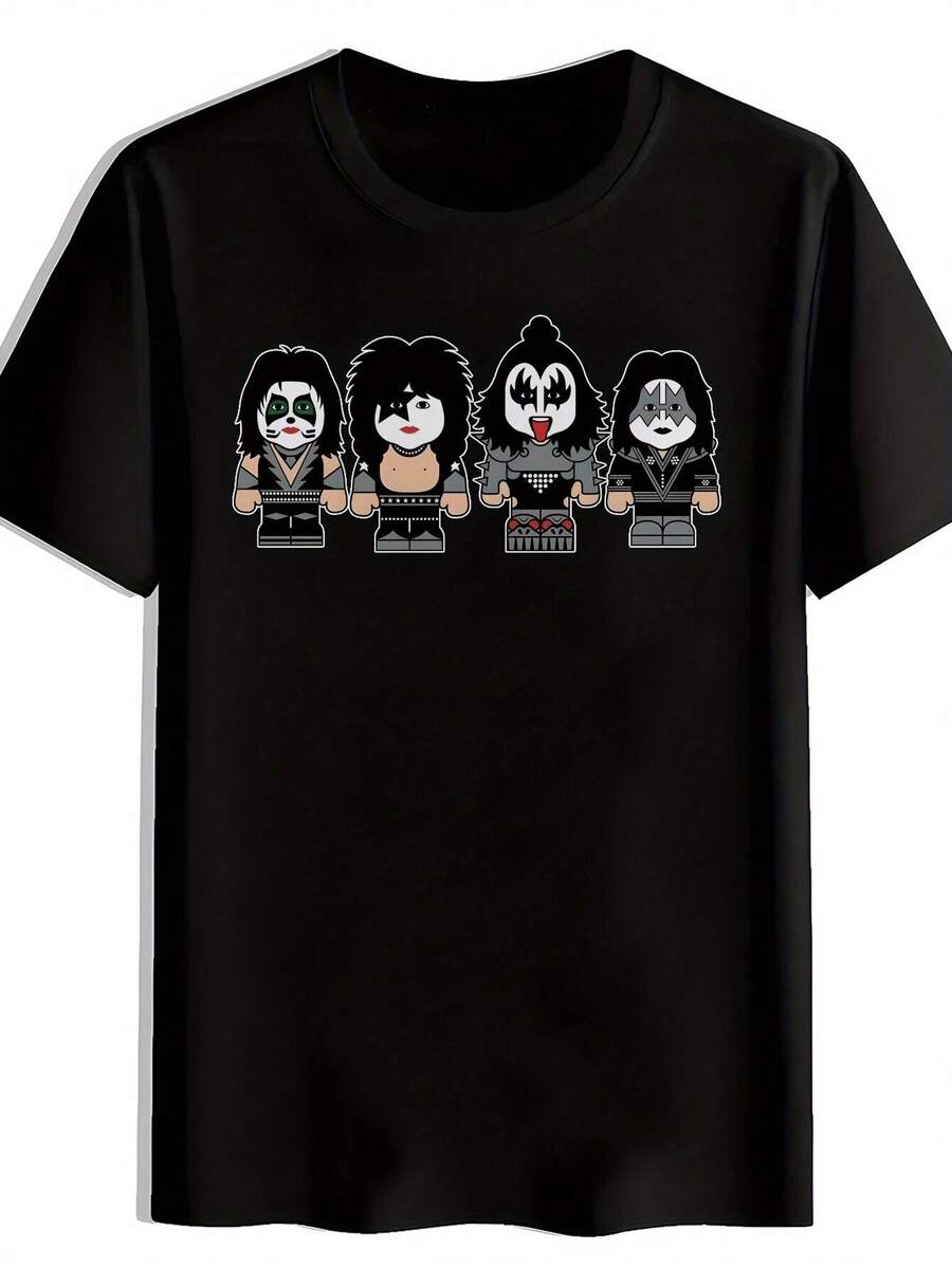 Camiseta gráfica vintage de banda de rock para hombres - Camiseta negra de manga corta con cuello redondo con KISS.. Guns N' Roses; Diseño de - Top Casual de Verano de Poliéster Transpirable para Conciertos. Festivales; Regalos. Camisetas de banda de rock. Ropa para fanáticos de laúsica. Ropa de festival. Calidad de impresión duradera. Camisa lavable aáquina - Negro - Ver 1