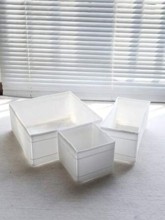 纯色牛津布收纳盒，可水洗无盖布艺抽屉收纳盒，浅抽屉分隔盒，节省空间的收纳箱，适用于收纳化妆品、内衣、衣物、袜子、领带、卫生纸、桌面杂物、口红等小物件，装饰房间、卧室、衣柜、客厅遥控器等，让杂物井然有序，收纳袋，收纳盒，衣柜收纳架