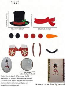 1 Set - Cute Christmas Decoration Felt Santa Claus, Snowman, Reindeer Cartoon Window Stickers, Shop Display Decor Accessories, Christmas Stickers, Felt Christmas Stickers, Removable Snowman Window Stickers - Multicolor - View 8