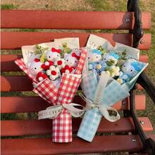 Handmade Flower Bouquet,  Knitted Floral Bouquet, Cute Handheld Flower Bouquet For Valentine's Day,  Delicate Desktop Decor, Anniversary, Graduation, Birthday Gift - Multicolor - View 4