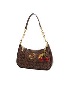 2025 New Fashionable Classic Versatile Solid Color PU Waterproof Fabric Retro Style Shoulder Bag Square Bag With Letter Pattern Decoration Design, Perfect For Shopping. Follow Us To Purchase And Receive A Free Exquisite Cherry Charm.