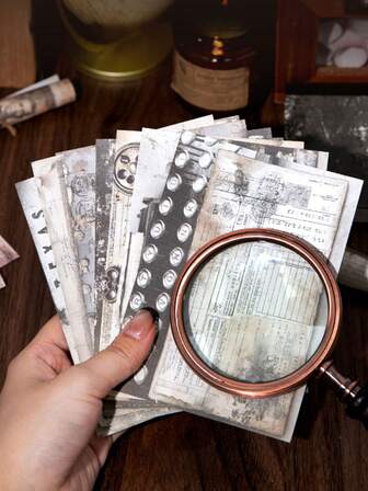 100 st/bok vintage-tema scrapbookingpapper, DIY handgjord anteckningsbok bakgrund collage dekorativt hantverkspapper, tillbaka till skolan