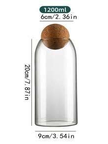 1 pièce Bocal en verre pour le stockage du café, bocal à thé, bocal en verre avec bouchon en liège hermétique pour le stockage des grains de café et des fruits secs - Boîte de haricots farcie boule en bois - Voir 19