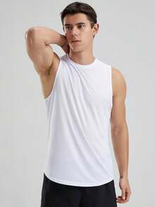 4件装男士无袖运动背心，轻便休闲，健身跑步背心，白色夏季款 - 白色 - 查看 5