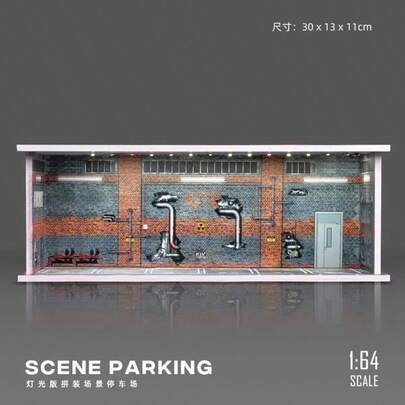 2025 Hot Selling 2PCS/Set - 1:64 Scale Realistic Parking Lot Model, Miniature Parking Garage Diorama, PVC Assembly + High Transparent Acrylic With LED Lighting Parking Spaces, Dust-Proof Display Box, Car Model Display Stand, Repair Shop Decor, Great Birthday Gift For Friends