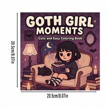 （原版，升级豪华版，厚纸，20.5*20.5厘米）《哥特女孩涂色书，22款粉色哥特和Emo风格图案》，适合情侣和家庭，也适合派对、情人节、生日和其他节日。绘画和学习用品，22页，书籍，涂色书，学习用品，学校，圣诞节，万圣节，生日，返校礼物，涂色书，美术用品 - 單件 - 查看 3