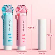 4pcs Retractable Erasers, Cat Paw Shaped, Suitable For Students, Office, Learning Supplies - one-size - View 2