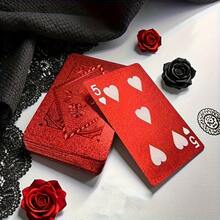 A Rose-Patterned PVC Playing Card Set - Durable, High-Grade Plastic Playing Cards, Waterproof, Long-Lasting, Stylish And Elegant, Suitable For Ramadan, Valentine's Day, New Year, Chinese New Year, Beer Festival - Universal Card Game, Party Game Gift. - Multicolor - View 9