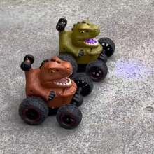 Dinosaurio de Stunt RC Veloz - T-Rex con Rotación 360°, Luces, Baterías Incluidas para Niños - Marrón - Ver 5