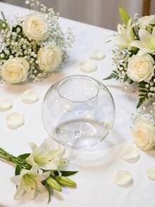 1件/套 欧洲创意水晶圆形耐热玻璃烛台，现代简约内置烛台，简约、时尚、优雅、氛围浓厚，适合搭配简约小蜡烛，日常休闲派对用品，白色蜡烛，婚礼和餐桌蜡烛，浪漫氛围蜡烛 - 無色 - 查看 16