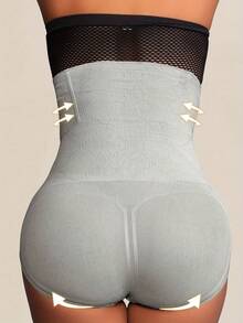From Local Plus Size High-Waist ComfortLift Belly Support Panty With Secure Core Hold, Gentle Hip Contour Rise, Airy Mesh Breathability And Smooth Under-Clothing Coverage - Xám - Xem 6