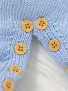 Sky Blue Newborn Sweater, Fashionable Rainbow Jacquard Collar Jumpsuit For Little Gentleman - Blue - View 7