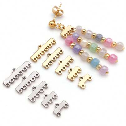 5 st. lagerspänne för halsband, 304 rostfritt stål med ljuskronkomponenter, länkar, flertrådiga spännen, lås för lagerhalsband, armband, örhängen, smyckestillverkning