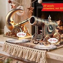 1/3 Stücke Boho Tischdekoration, Goldener Halbmond & Kanonen Design, 2D Arabische Statue, wasserfest mit Basis, geeignet für Wohnzimmer, Schlafzimmer, Büro, Islamische Muslimische Party Dekoration - Verschiedenfarbig - Übersicht 2