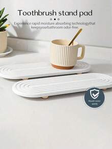 1/2个硅胶水槽收纳托盘（白/灰） - 吸水石厨房浴室台面架，白/灰条纹设计，速干牙刷架，家居用品厨房用品浴室用品 [款式随机发货] - 彩色 - 查看 7