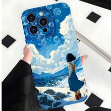2026 nueva funda de teléfono esmerilada, funda de teléfono con impresión artística de cielo y nubes para  17 14 Pro Max  17 13 Pro  17 12  Galaxy S23 S22 S21 protector de teléfono funda de pareja regalo para novio novia regalo de San Valentín cumpleaños - Blanco antiguo - Ver 7