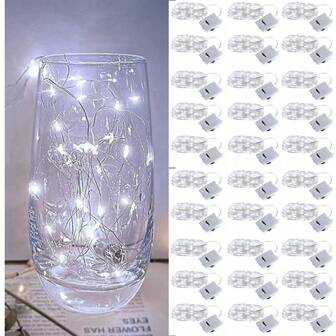 [1/3/5/12 Packs & 3 Modes] Fairy Lights Battery Powered 7FT 20LED Twinkle Lights Battery Mini Lights Small LED String Lights Waterproof Silver Wire For Indoor Mason Jar DIY Wedding Christmas Decor, (White)