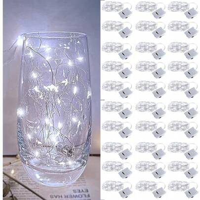 30/20/12/5/3/1 Pack & 3 Modes] Fairy Lights Battery Powered 7FT 20LED Twinkle Lights Battery Mini Lights Small LED String Lights Waterproof Silver Wire For Indoor Mason Jar DIY Wedding Christmas Decorations