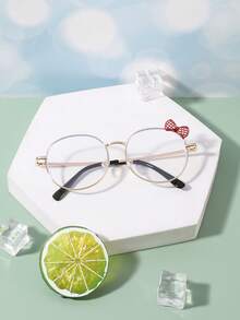 1 Pc Boy And Girl's 8-12Y Metal Round Frame Bow Accessories Blue Light Blocking Glasses For Outdoor - Multicolor - View 2