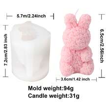 Molde de silicona con 4 estilos de oso, conejo y unicornio con textura de rosa para el Día de San Valentín - Herramienta duradera y de fácil desmoldeo para manualidades con velas, yeso, resina y arcilla como regalo del Día de San Valentín y decoración del hogar - Blanco - Ver 16