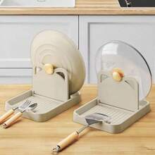 1pc Kitchen Household Pot Lid Shelf Countertop Multifunctional Vertical Foldable Easy Cleaning Spoon Storage Rack Spatula Shelf Kitchen Utensils