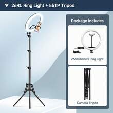 TOKQI 10-Inch Detachable Selfie Ring Light With Flexible Phone Holder, USB Powered, 3 Color Temperatures And 10 Brightness Levels, Includes Extendable Tripod (21.6/52.3/61 Inches), Suitable For Live Streaming, Photography, Video Recording, Makeup, Selfie, Compatible With Smartphones - Multicolor - View 17