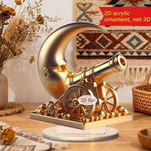 1/3 Stücke Boho Tischdekoration, Goldener Halbmond & Kanonen Design, 2D Arabische Statue, wasserfest mit Basis, geeignet für Wohnzimmer, Schlafzimmer, Büro, Islamische Muslimische Party Dekoration - Verschiedenfarbig - Übersicht 5