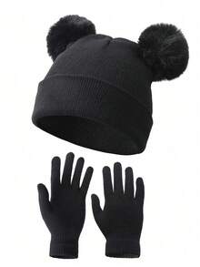 1顶男女童简约纯色时尚冬季中性保暖帽，头围弹性可调节，适合日常户外保暖，圣诞节礼物，新年礼物 - 彩色 - 查看 8