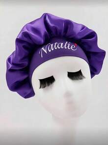 Personalized Custom Text Silk Hair-Like Soft Sleep Hat, Wide-Brim High Elasticity Head Cover, Beauty Shampoo Cap, Hair Protection Headband, Ladies Sleep Cap, Gift For Wife And Best Friend. - Multicolor - View 11