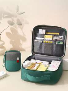 1pc Portable Travel First Aid Bag, Oxford Cloth Material, Emergency And Medicine Storage Pouch, Integrated Outdoor First Aid Tool Kit - Essential Survival Gear For Camping, Hiking And Home Emergency, Accessories Not Included, Outdoor Emergency Mobile Medicine Storage Bag, Suitable For Summer Travel, Camping And Gatherings