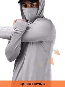 RODEEL 男士連帽面罩連帽衫 - 柔軟輕量 - 適用於戶外釣魚、划船、徒步、屋頂工程、木工、建築和景觀美化 - 灰色 - 查看 7