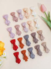 20pcs Mini Hair Bowknot Clips Cute Ribbon Hair Barrettes Hair Accessories, Hair Clips,Valentines Day - Multicolor - View 3