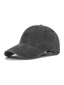 Women's Solid Color Washed Vintage Casual Baseball Cap - Dark Grey - View 12