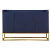 Modern Minimalist Sideboard, 4-Door Handleless Buffet For Dining Room, Living Room, Kitchen (White) - 藏蓝色 - 查看 4